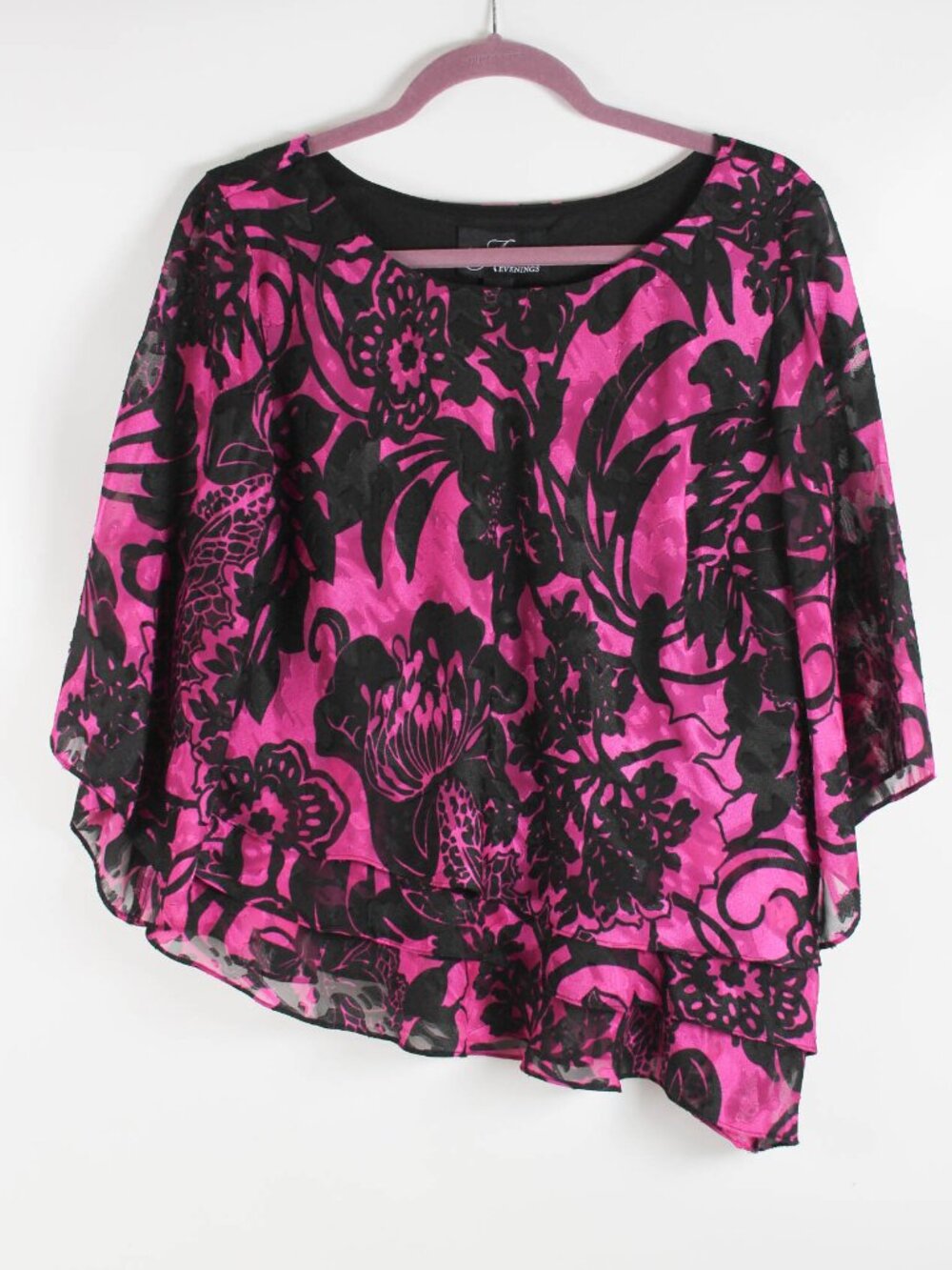 Alex Evenings XL Black & Purple Floral Blouse